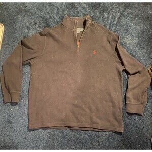 Vintage Polo Ralph Lauren Navy Quarter Zip Pullover Long Sleeve Mens Size XL